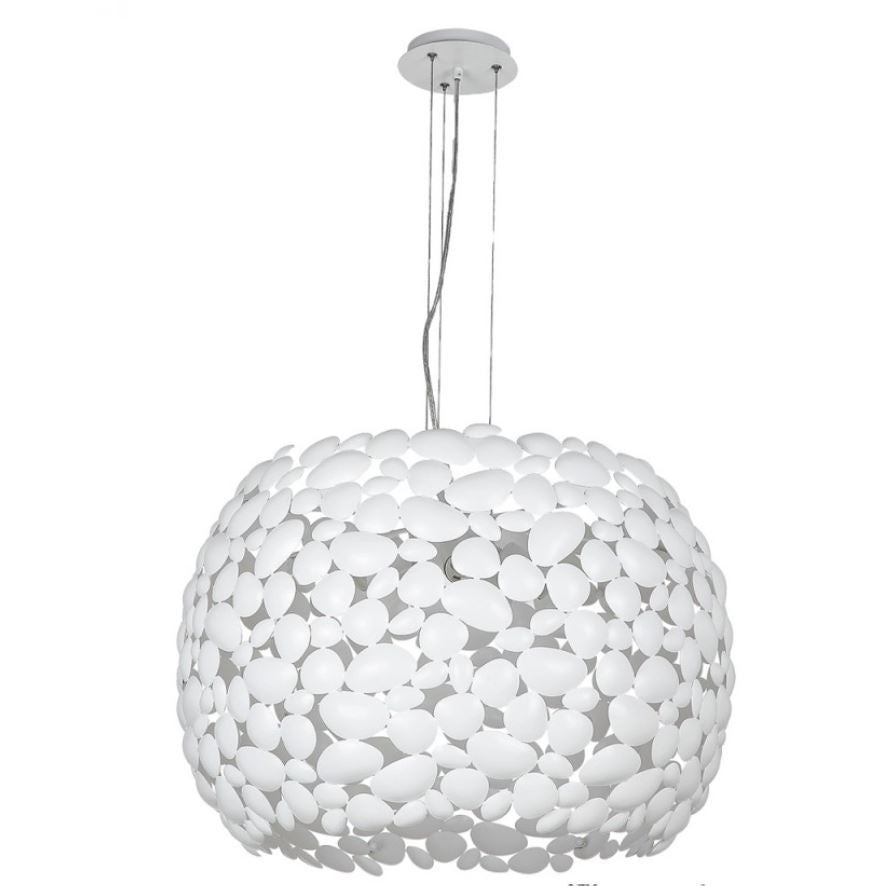Sospensione D.65cm metallo cromo o bianco forme tondeggianti 5XE27 non incl. DIONISO Sospensione D.65cm metallo cromo o bianco forme tondeggianti 5XE27 non incl. DIONISO